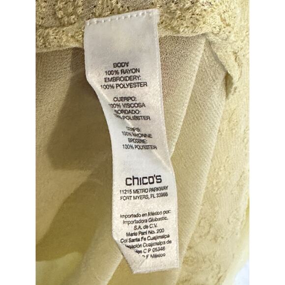 CHICO'S Sheer Boho Art To Wear Shirt Top Asymmetrical Hem Embroidery Size XL 3 - Picture 3 of 15